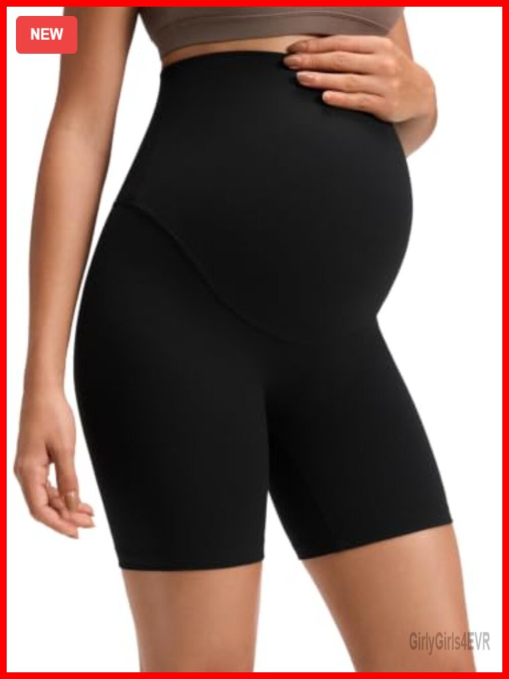 CRZ YOGA Maternity Biker Shorts 6" High Rise No Front Seam Yoga Activewear